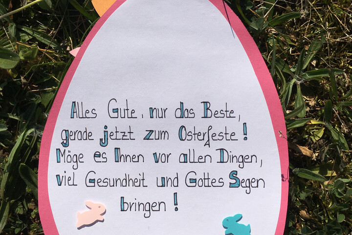 Ostergruß für Senioren - selbst gemacht! Ostergrußkarte (Ei) der Minis in Veitshöchheim